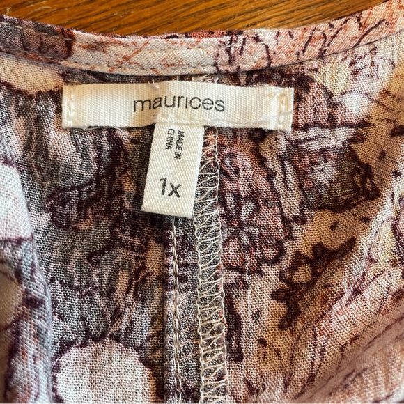 Maurices Crochet Trim Babydoll Floral Boho 3/4 Sleeve Patchwork Design Blouse 1X - Picture 10 of 12